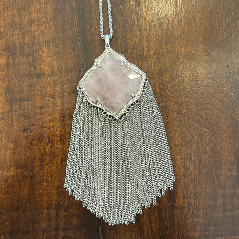 Adjustable silver and pink necklace